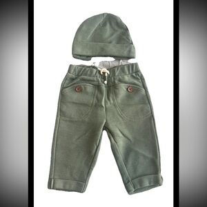 Mario Lopez Green Baby Pants And Hat 3/6 Months (0507)